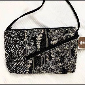 Maruca cross body black and white textile purse